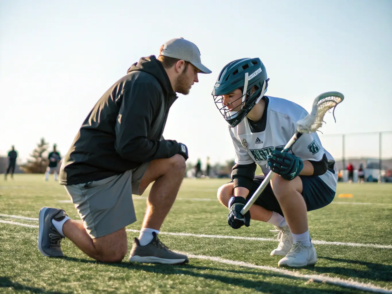 A focused image of a Boule Lyonnaise coach providing personalized instruction to a player, highlighting the technical aspects of the sport and the dedication to skill improvement.